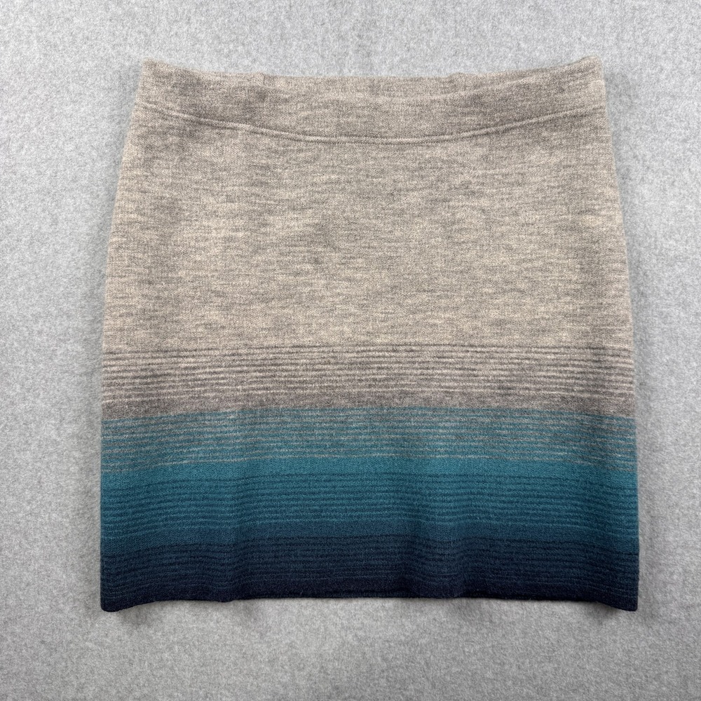 Toad&Co Skirt Womens XL Gray Blue Merino Wool Ombre Stripe Knit Pull On Mini